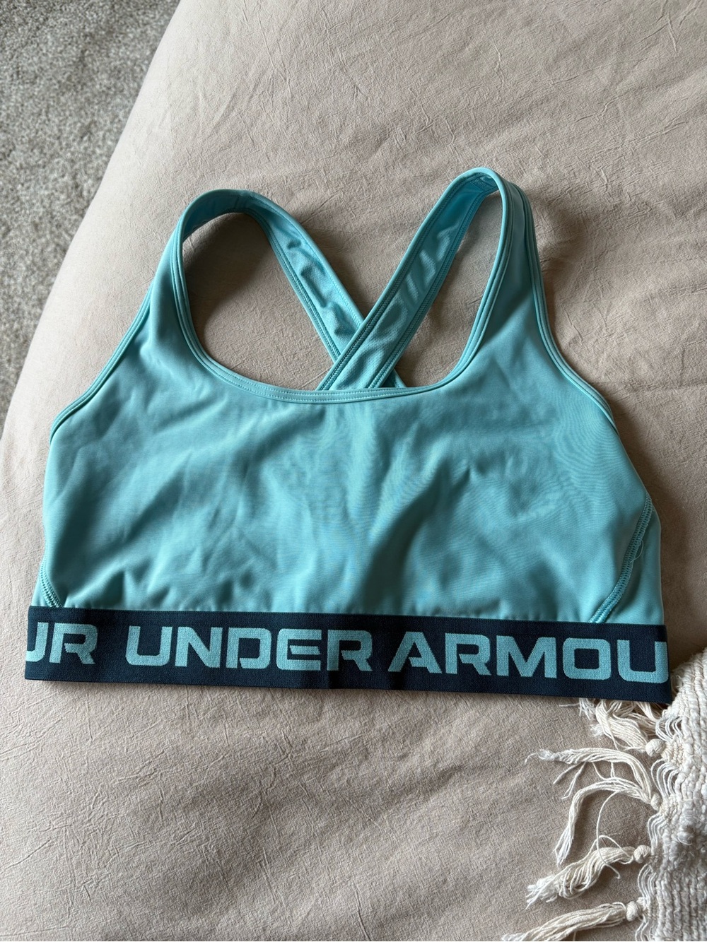 Under Armour Women's Light Blue Crossback Sports Bra Sz L